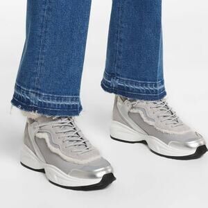 Valentino VLogo Metallic Silver Ivory Shearling & Leather High-Top Sneakers
